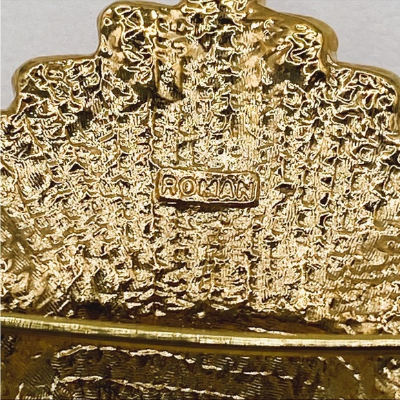 NWT Vintage Roman Company Rhinestone Brooch, Gold Tone, Starburst Diamond Shape - Picture 5 of 6